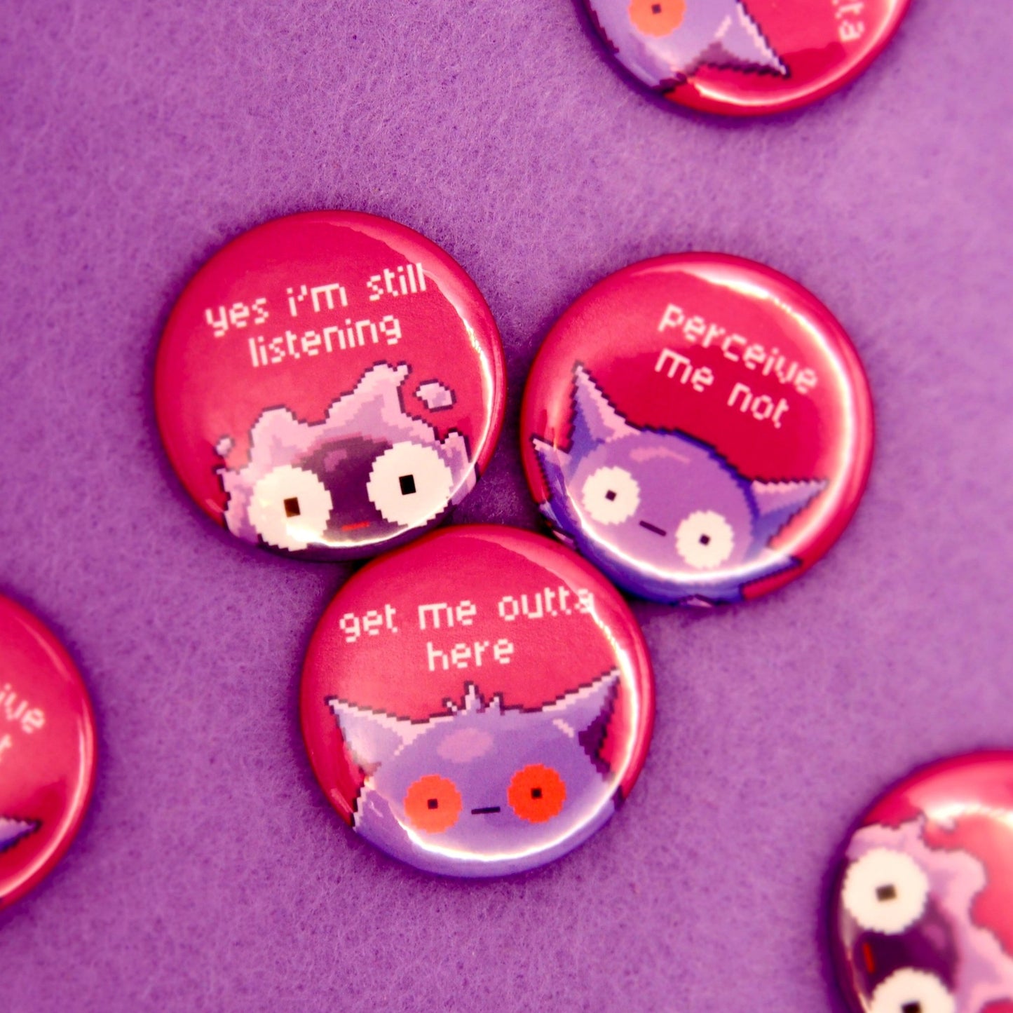 Anxious Ghosties Button Pins - Calamori Designs