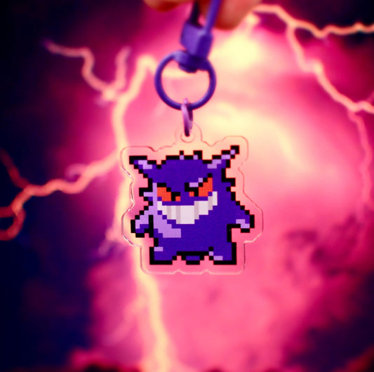 Gengar - Pixel Pokemon Keychain - Calamori Designs