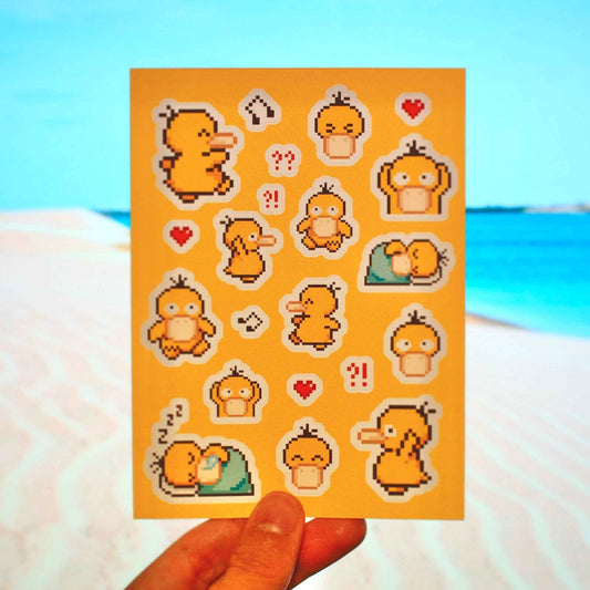 Pixel Psyduck Sticker Sheet - Calamori Designs