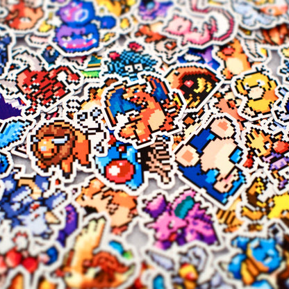 All 151 Pixel Kanto Pokemon Mini Stickers - Calamori Designs