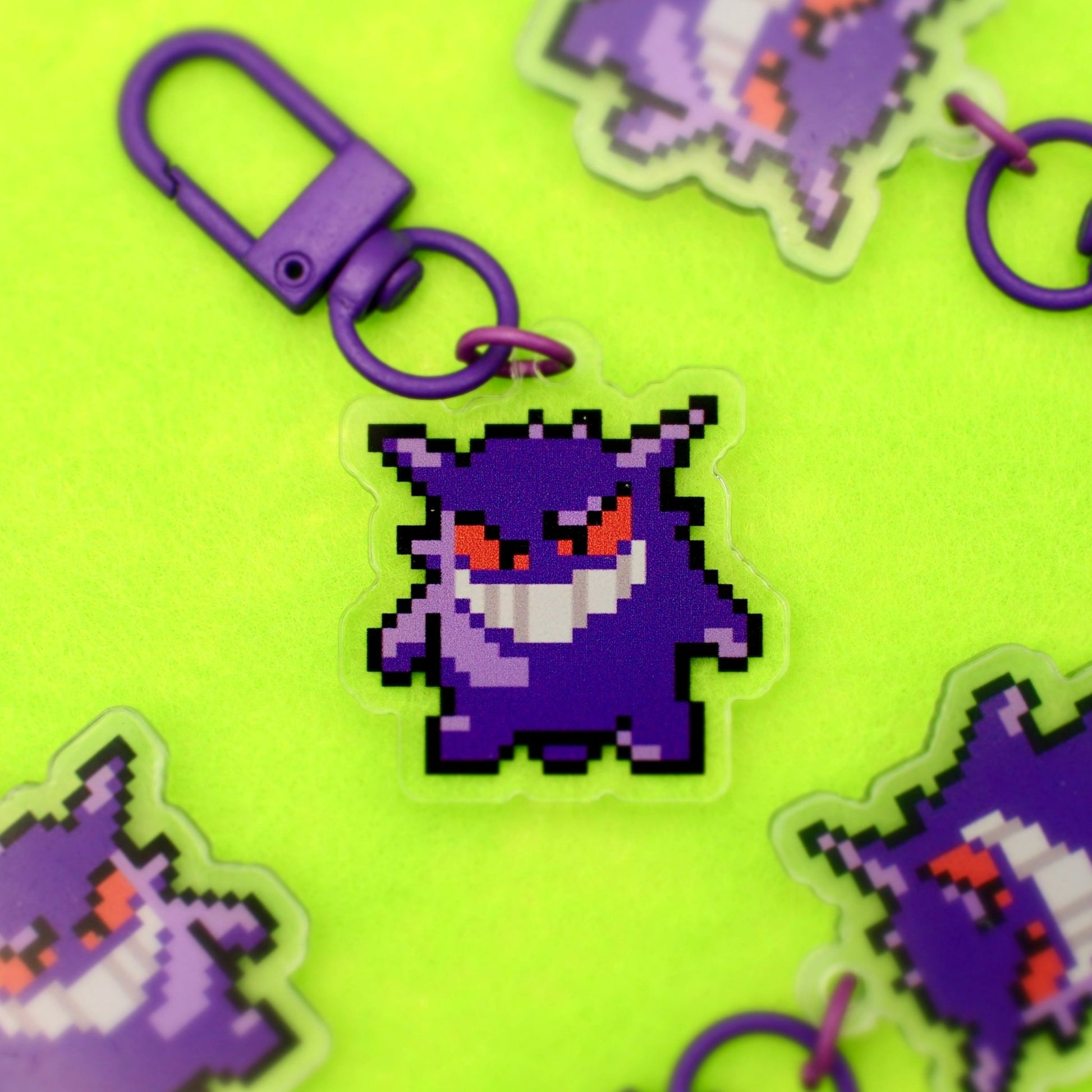 Gengar - Pixel Pokemon Keychain - Calamori Designs