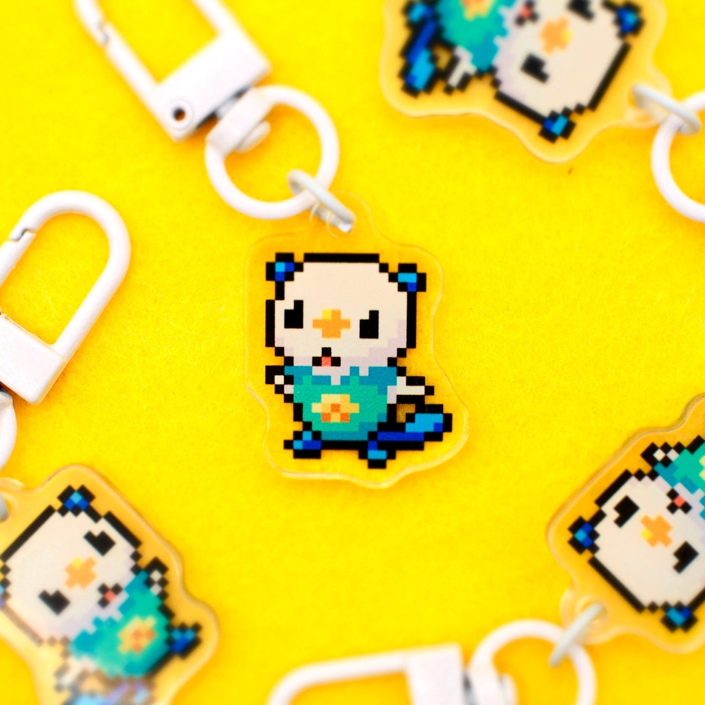 Oshawott - Pixel Pokemon Keychain - Calamori Designs