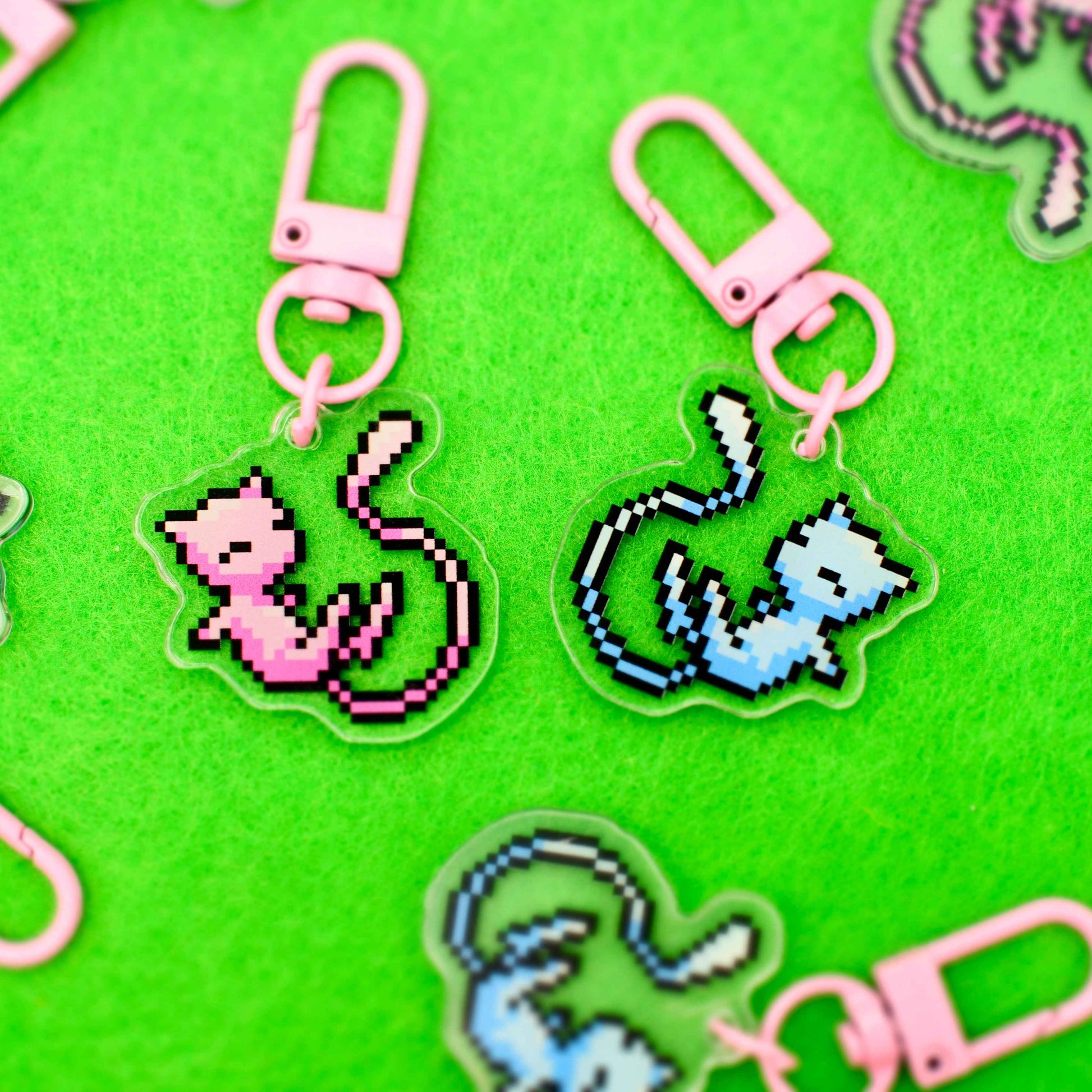 Mew - Pixel Pokemon Keychain - Calamori Designs