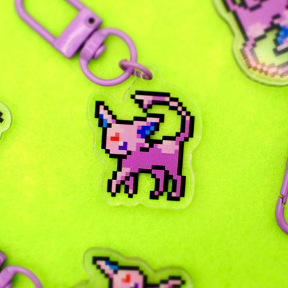 Espeon - Pixel Pokemon Keychain - Calamori Designs