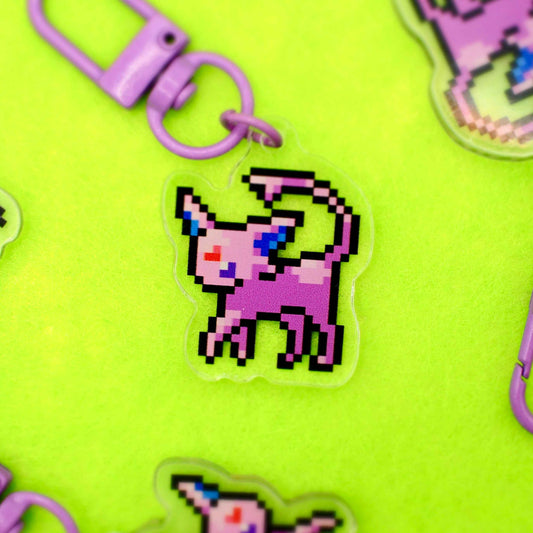 Espeon - Pixel Pokemon Keychain - Calamori Designs