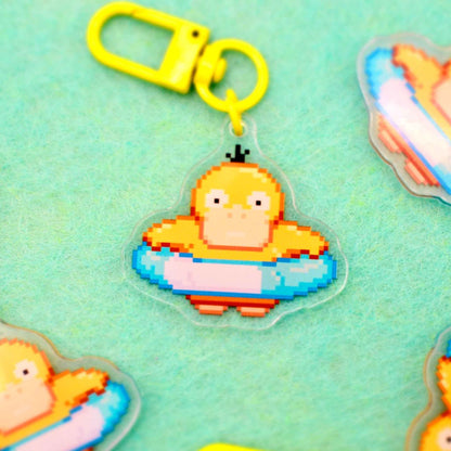 Floatie Psyduck - Pixel Pokemon Keychain - Calamori Designs