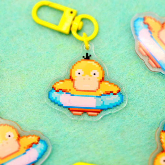 Floatie Psyduck - Pixel Pokemon Keychain - Calamori Designs