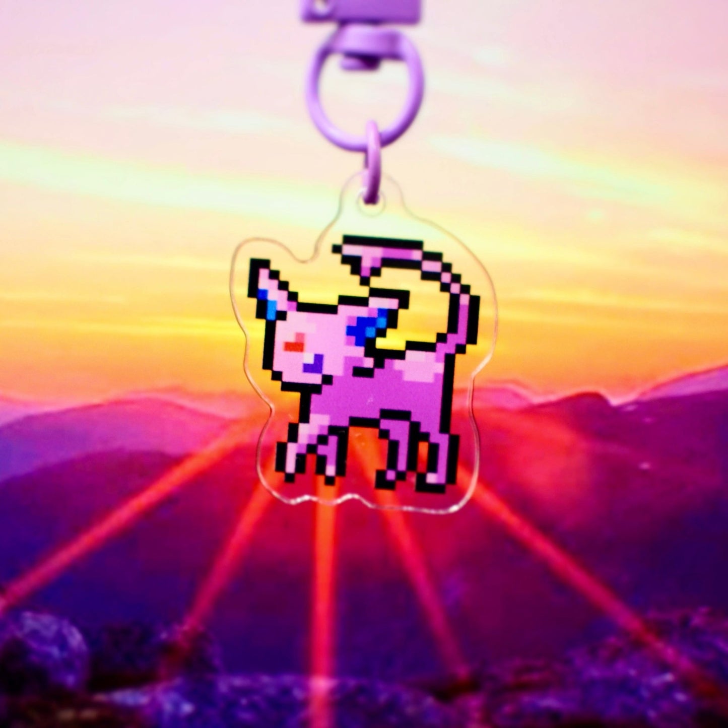 Espeon - Pixel Pokemon Keychain - Calamori Designs