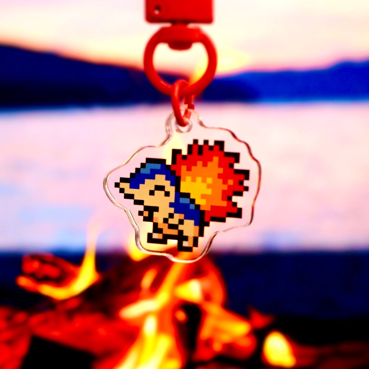Cyndaquil - Pixel Pokemon Keychain - Calamori Designs