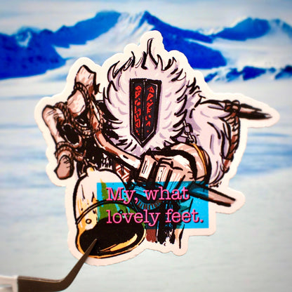 "My, what lovely feet." Monoco - Clair Obscur: Expedition 33 Sticker - Calamori Designs