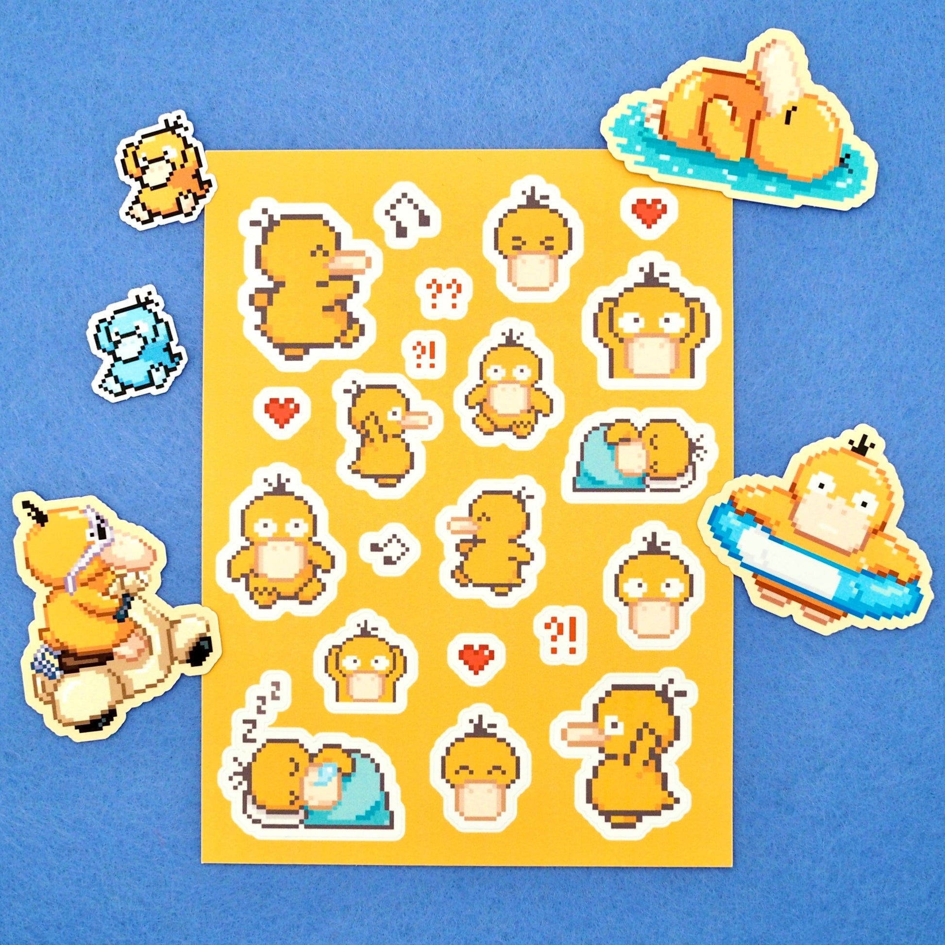Pixel Psyduck Sticker Bundle - Calamori Designs