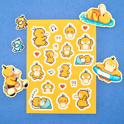 Pixel Psyduck Sticker Bundle - Calamori Designs