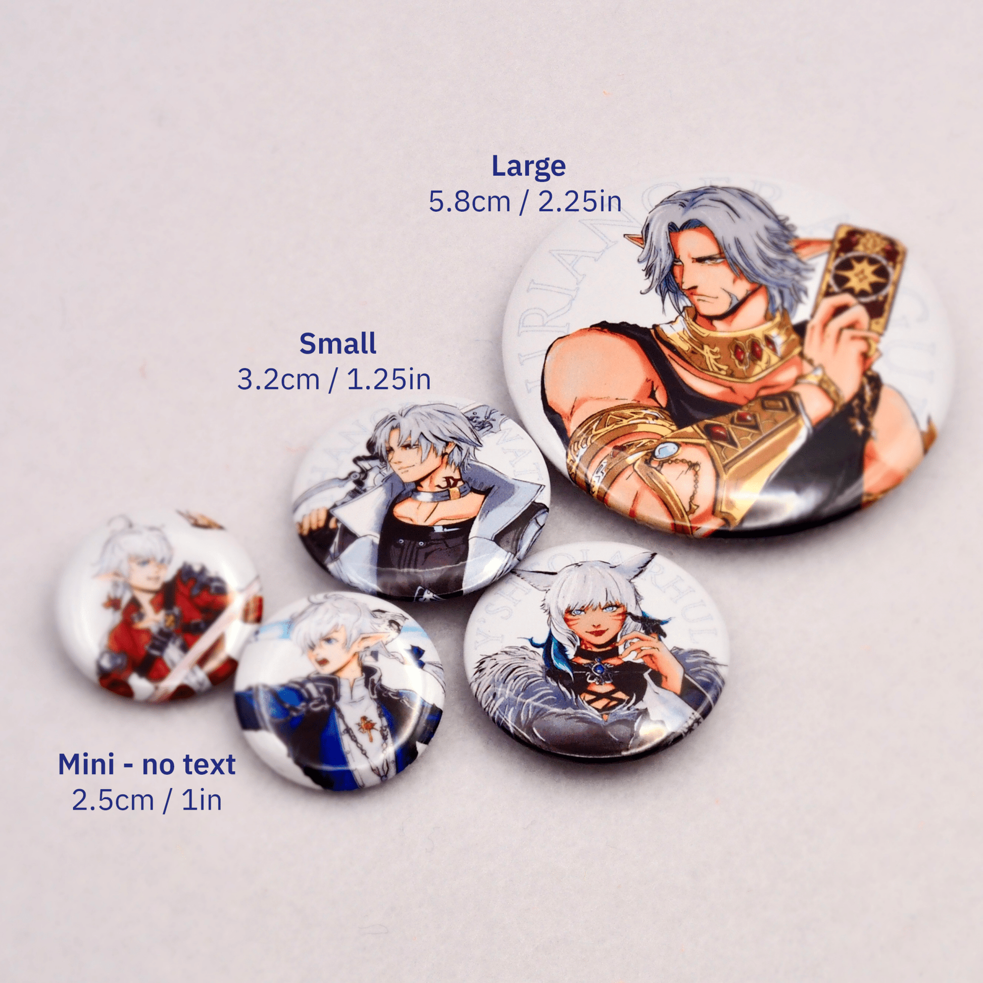 FFXIV Scions Button Pins (3 sizes) - Calamori Designs