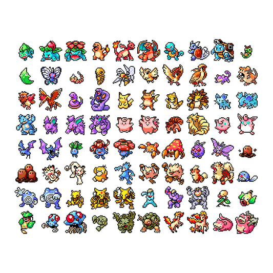 #1-80 Pixel Pokemon Mini Stickers - Calamori Designs