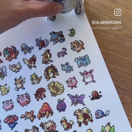 Video of pixel art Kanto Pokemon poster