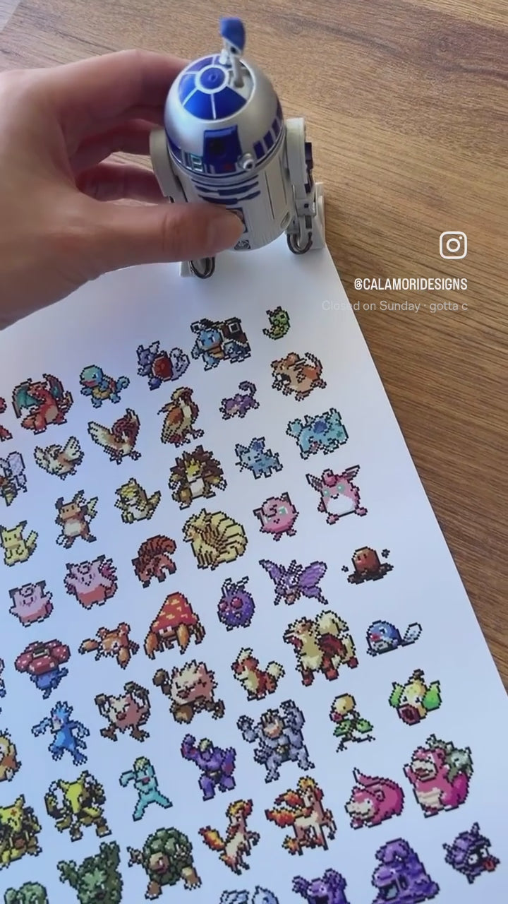 Video of pixel art Kanto Pokemon poster